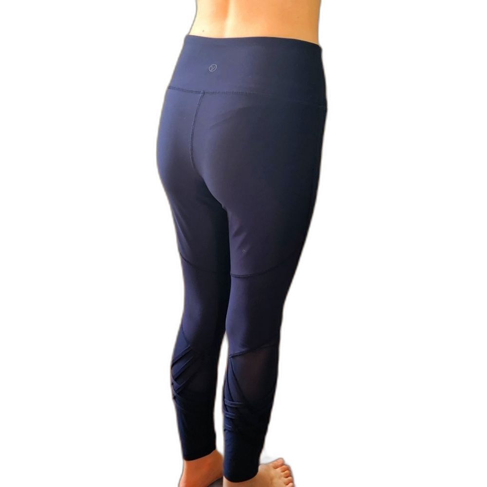 VOGO Athletica Womens Navy Blue Size M Medium Yoga Stretch Pants Leggings Mesh